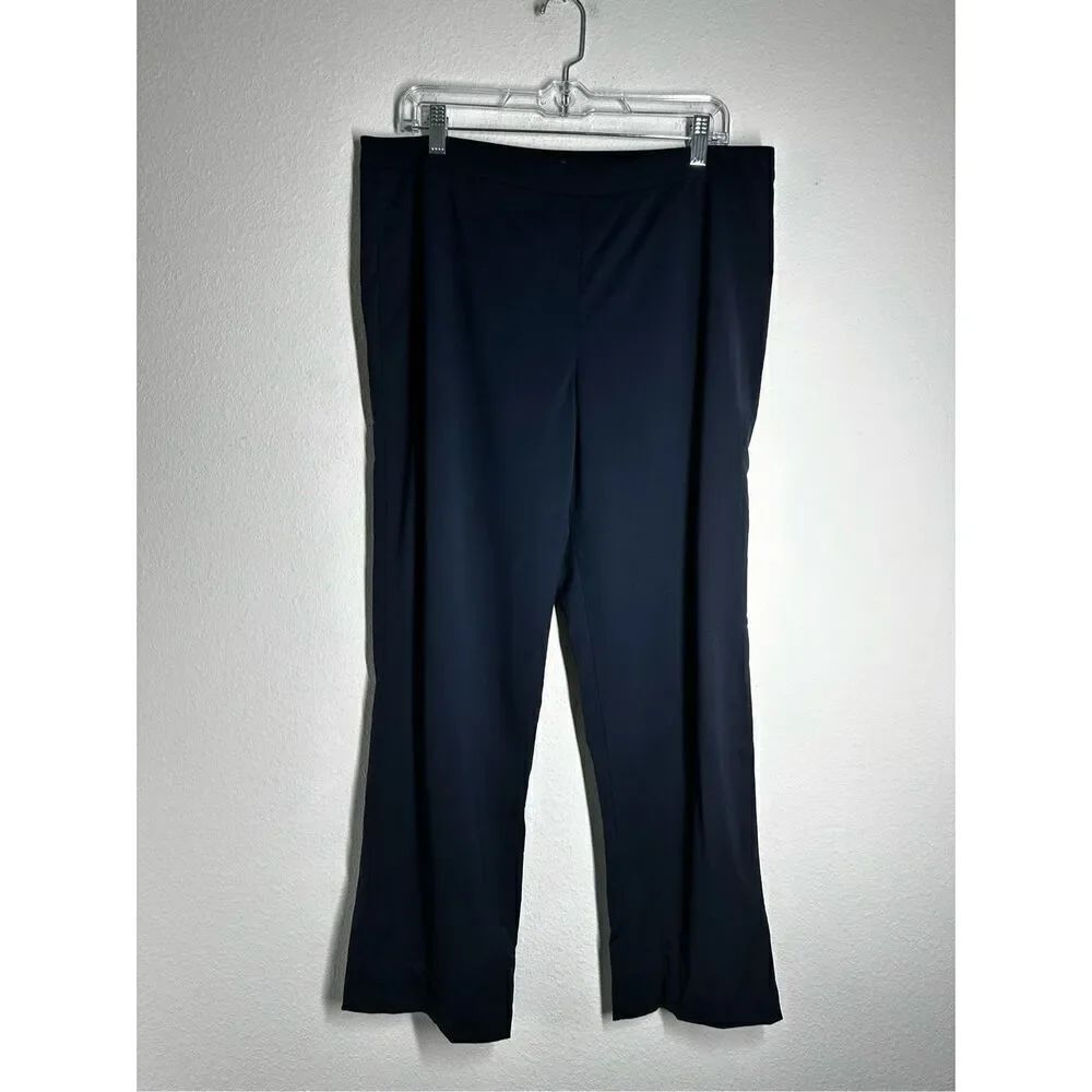 Lafayette 148 Sz 12 Straight Leg Dress Pants Navy Blue Side Zip Wool Blend *Note - Picture 2 of 16